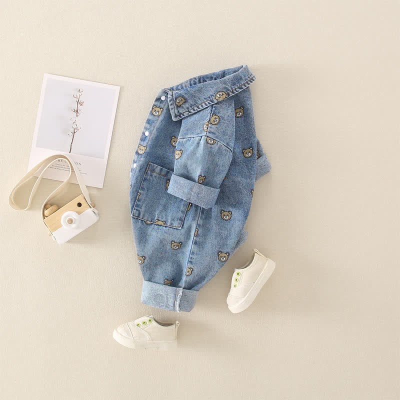 Tutina in denim con polo Baby Bear - image 3