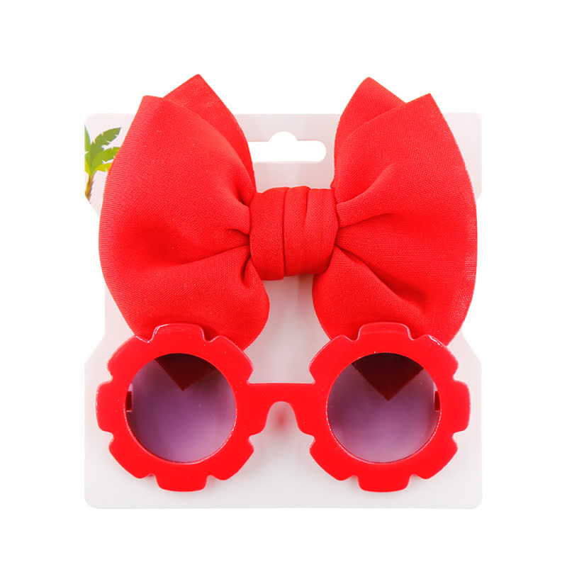 Set di occhiali da sole e fascia con fiocco per bambini - Rosso - image 11