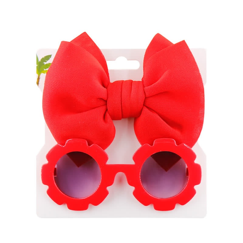 Set di occhiali da sole e fascia con fiocco per bambini - Rosso - image 11