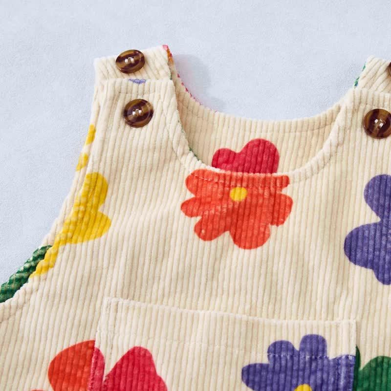 Salopette in velluto a coste con fiori colorati per neonati e bambini - image 4