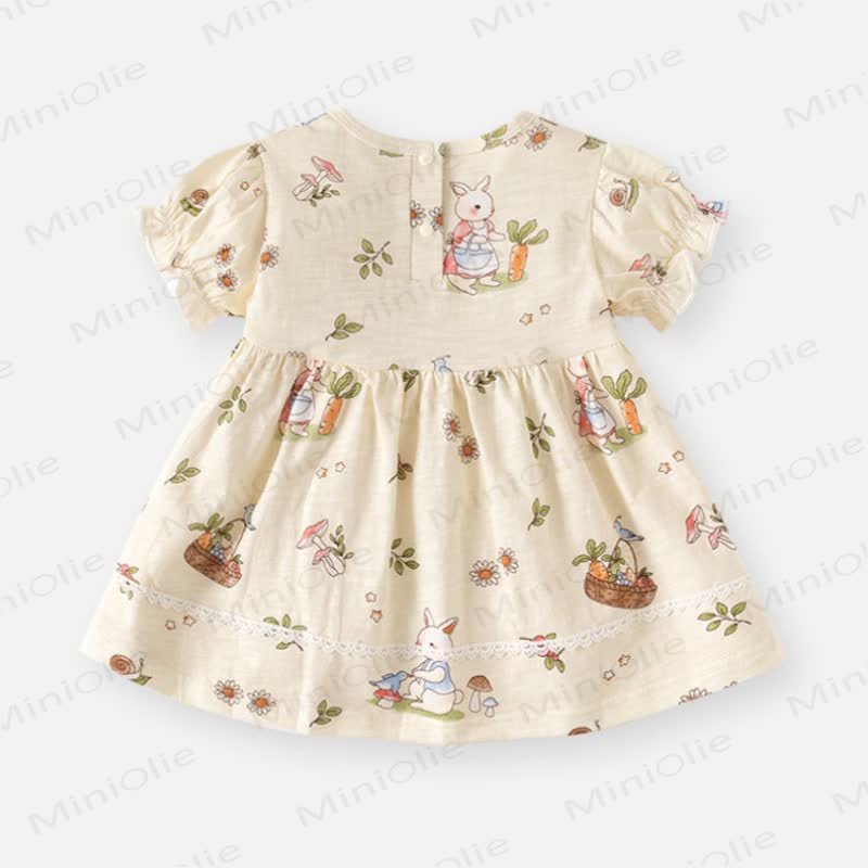 Vestitino estivo per bambina con stampa di coniglietti e pois - image 4