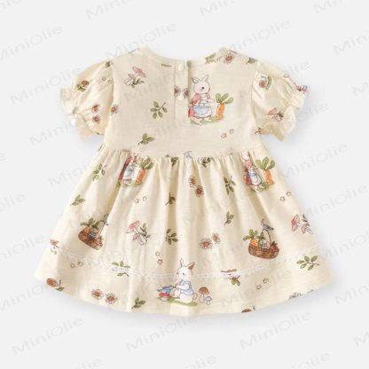 Vestitino estivo per bambina con stampa di coniglietti e pois - image 4
