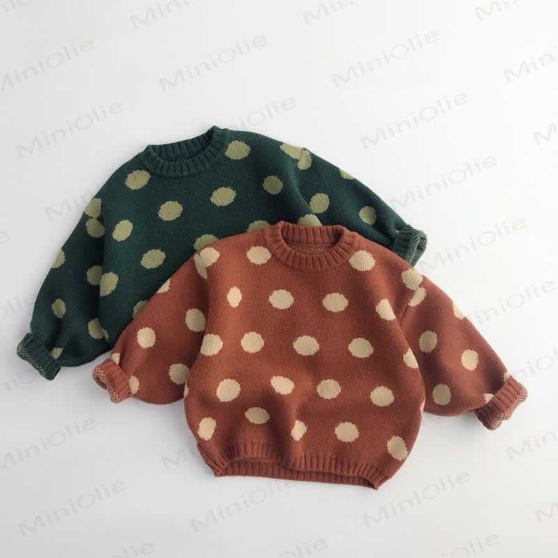 Maglione in stile retrò a pois lavorato a maglia per bambini - image 1