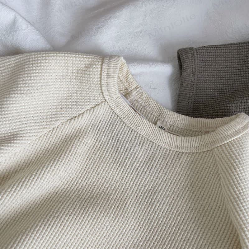 Set waffle a tinta unita per bambini, composto da 2 pezzi - image 5