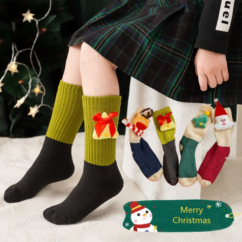 Calzini caldi da pavimento per bambole 3D di Natale per bambini - image 3