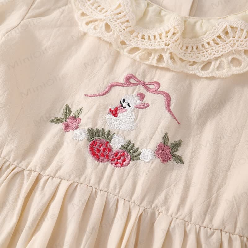 Vestito dolce con fiocco di fragole e coniglietto per bambini - image 17
