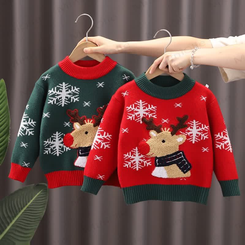 Maglione lavorato a maglia con renne sulla neve per bambini piccoli - image 10