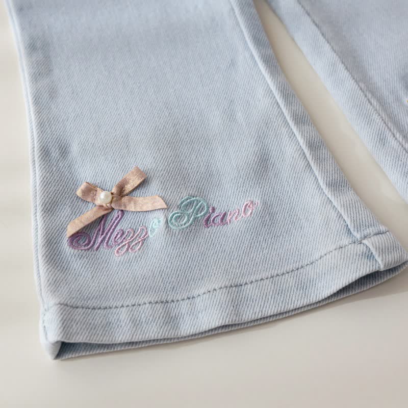 Felpa o pantaloni di jeans a zampa d'elefante per bambina con ricamo unicorno. - image 7