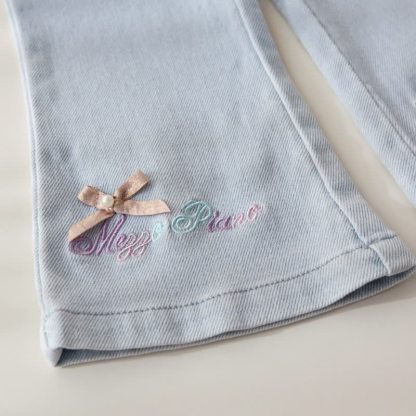 Felpa o pantaloni di jeans a zampa d'elefante per bambina con ricamo unicorno. - image 7