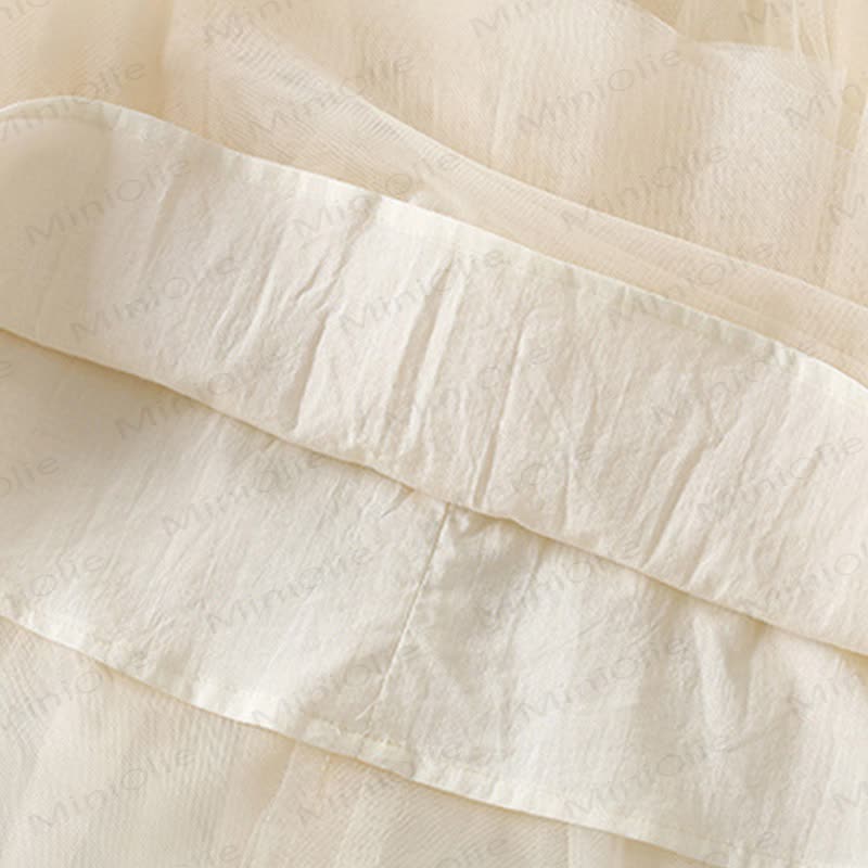 Abito da principessa senza maniche in tulle con fiocco e pizzo per bambina. - image 7