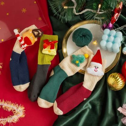 Calzini caldi da pavimento per bambole 3D di Natale per bambini - image 1