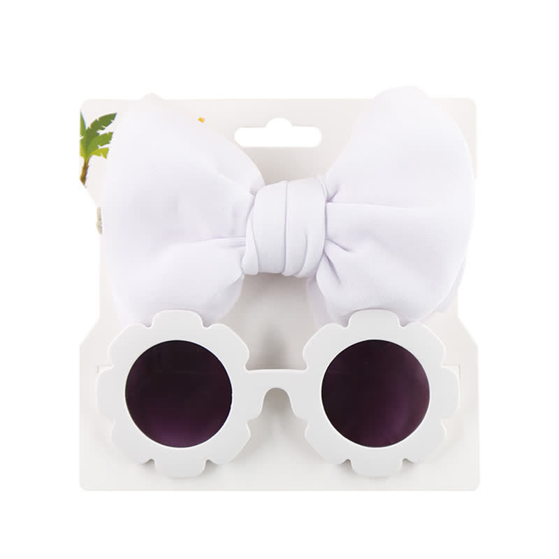 Set di occhiali da sole e fascia con fiocco per bambini - Bianco - image 4