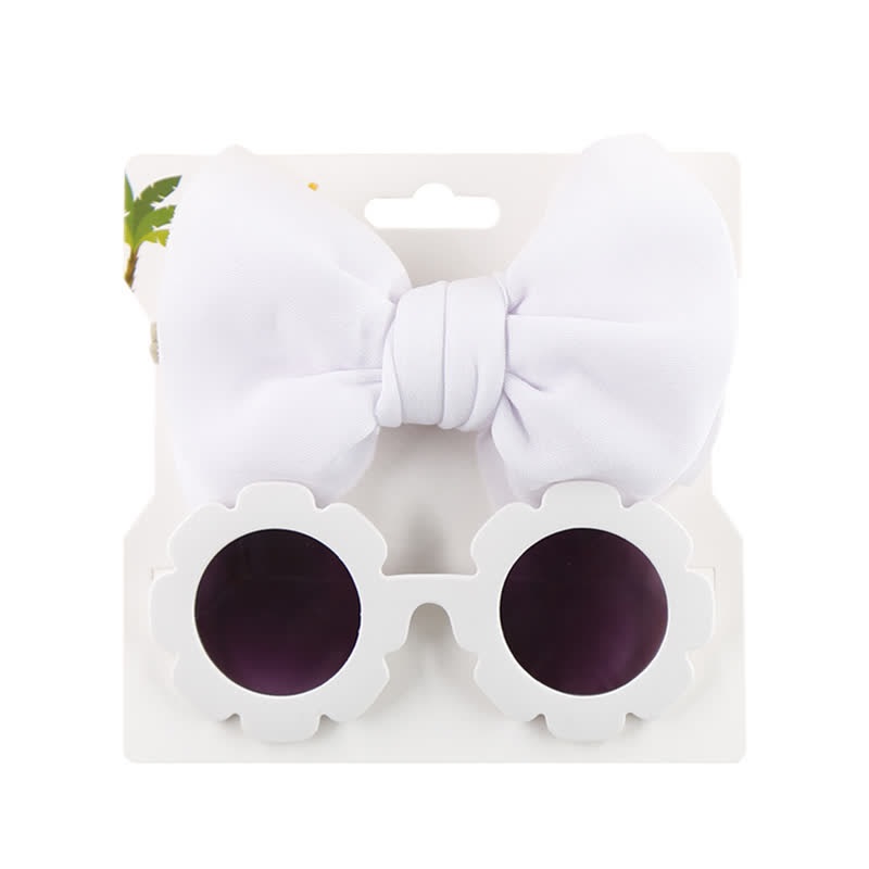 Set di occhiali da sole e fascia con fiocco per bambini - Bianco - image 4