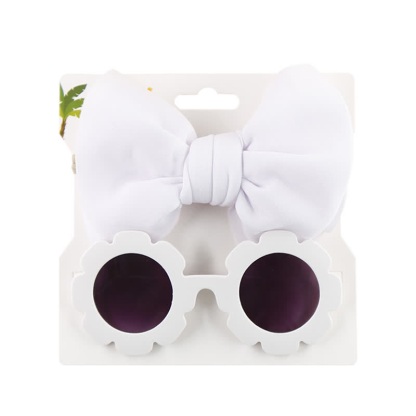 Set di occhiali da sole e fascia con fiocco per bambini - Bianco - image 4