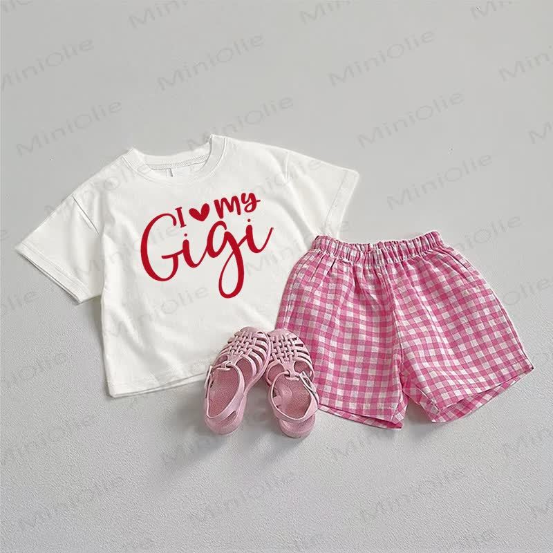 ADORO IL MIO COMPLETO GIGI composto da maglietta e pantaloncini a quadri. - Bianco e rosa - 3-5T - image 1