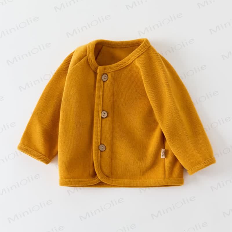 Maglione cardigan lavorato a maglia tinta unita per neonati - Giallo zenzero - 3-5T - image 6