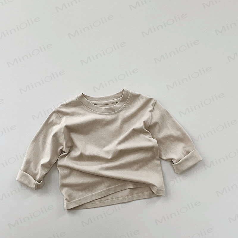 Maglietta casual retrò tinta unita per bambini piccoli - albicocca - 7-9T - image 3