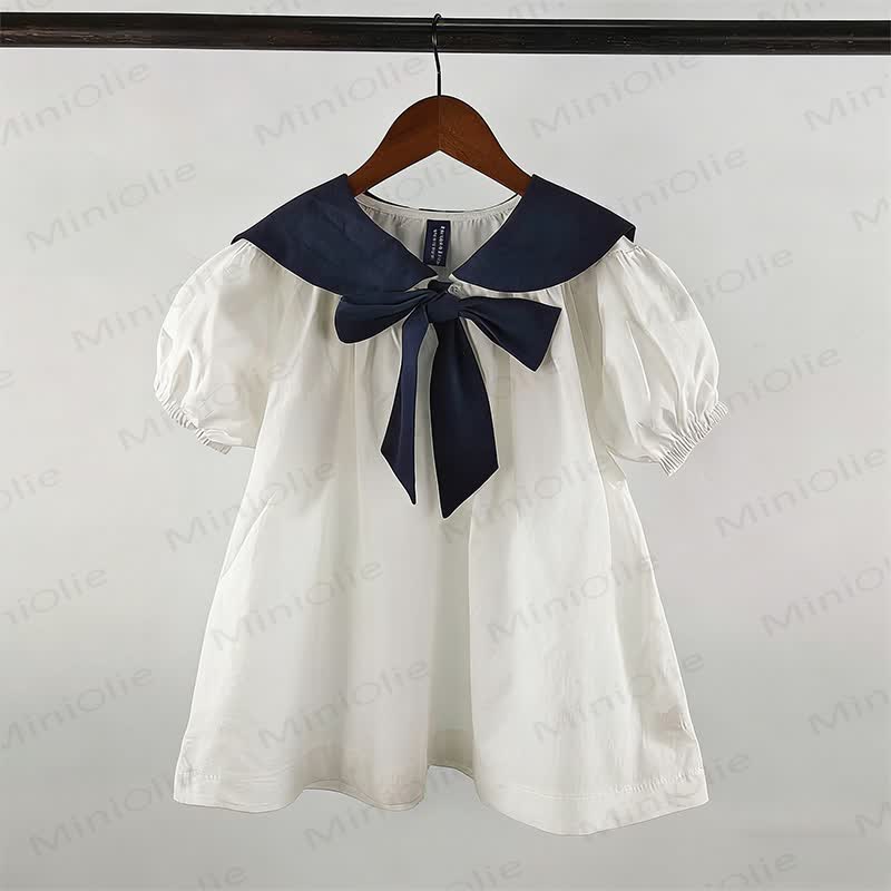 Vestito con colletto e fiocchi per bambina - Bianco - 8 anni - image 4