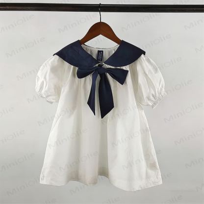 Vestito con colletto e fiocchi per bambina - Bianco - 8 anni - image 4
