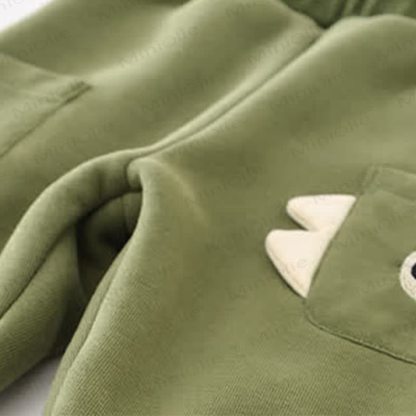 Top e pantaloni a righe verdi per bambini con dinosauro - image 13