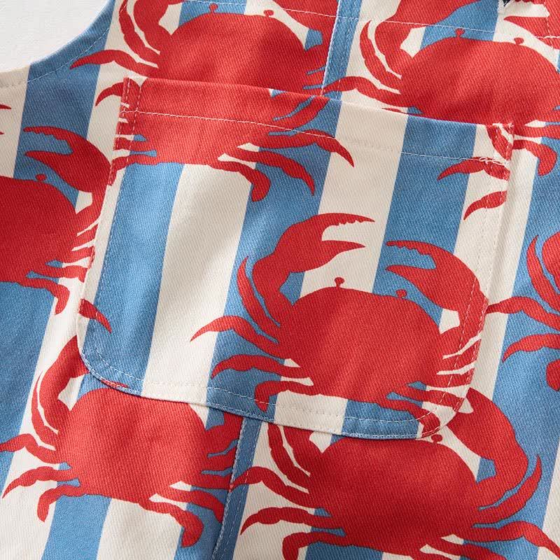 Salopette a righe blu con stampa di granchio per neonati e bambini piccoli - image 5