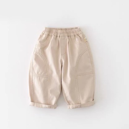 Pantaloni larghi tinta unita per neonati e bambini - Beige - 3-5T - image 6