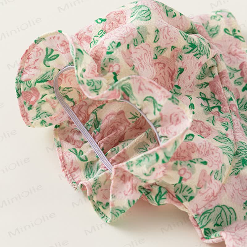 Completo top con maniche a sbuffo e pantaloni a gamba larga per bambini - image 6