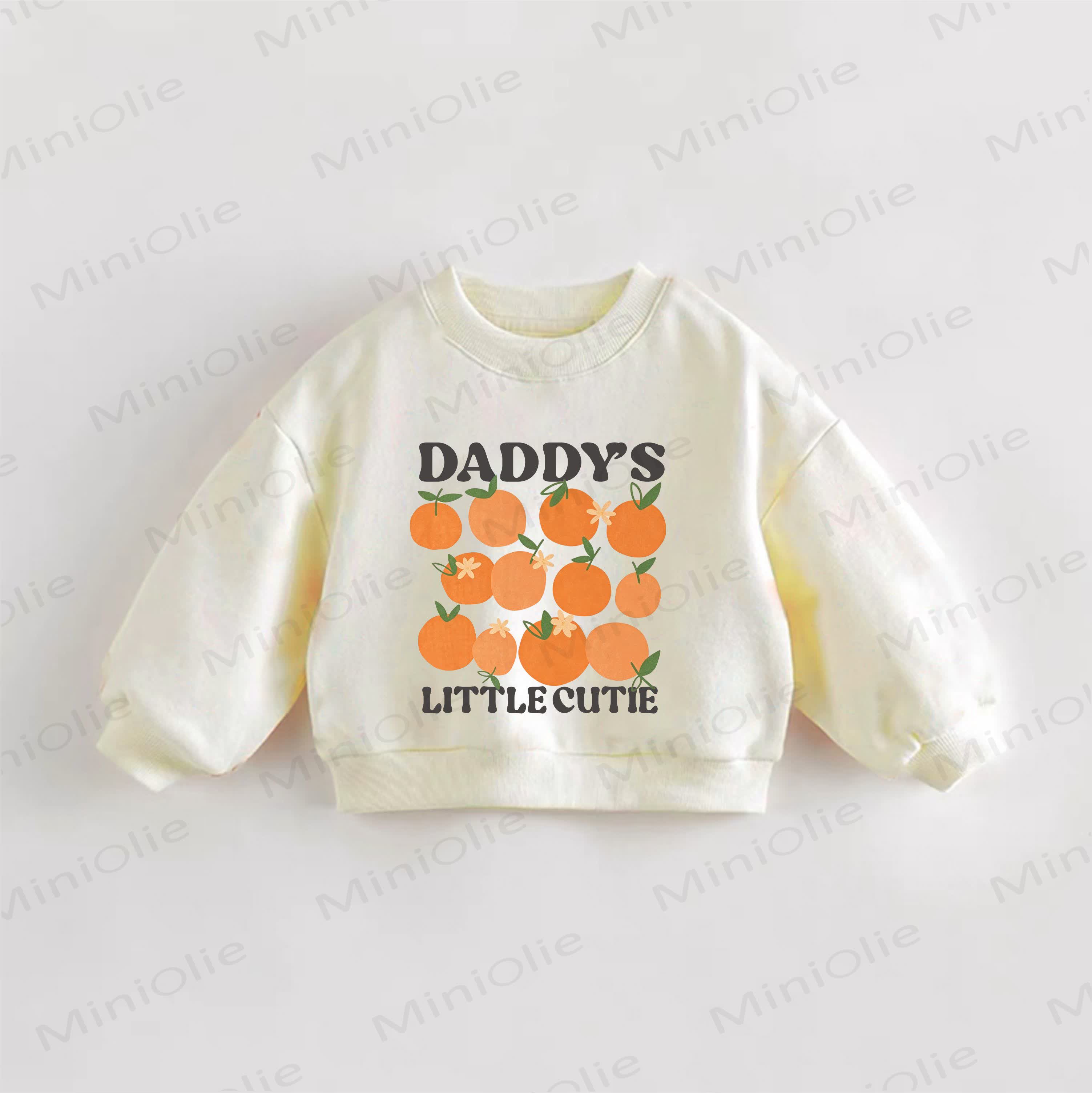 Felpa color crema con stampa arancione "La piccola dolcezza di papà" per neonati e bambini - Crema - 3-5T - image 1