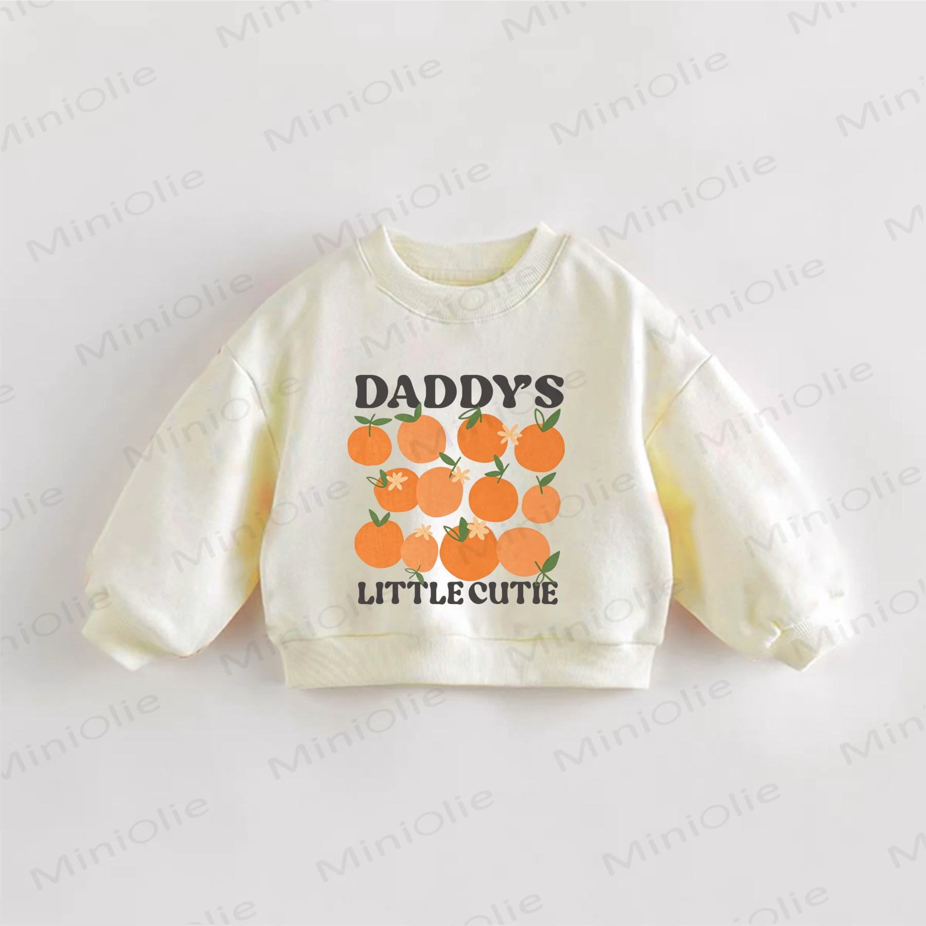 Felpa color crema con stampa arancione "La piccola dolcezza di papà" per neonati e bambini - Crema - 3-5T - image 1