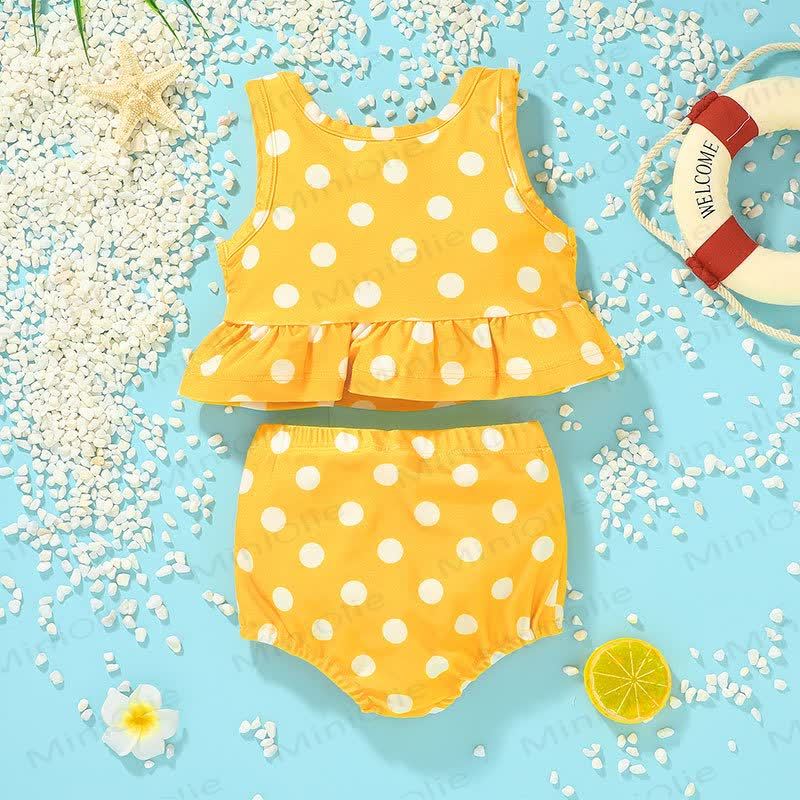 Costume da bagno a pois per bambina, 2 pezzi - Giallo - 4-5T - image 1
