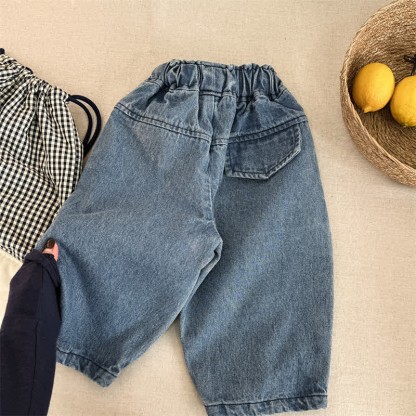 Pantaloni larghi in denim lavato per bambini piccoli - Blu - 8 anni - image 10