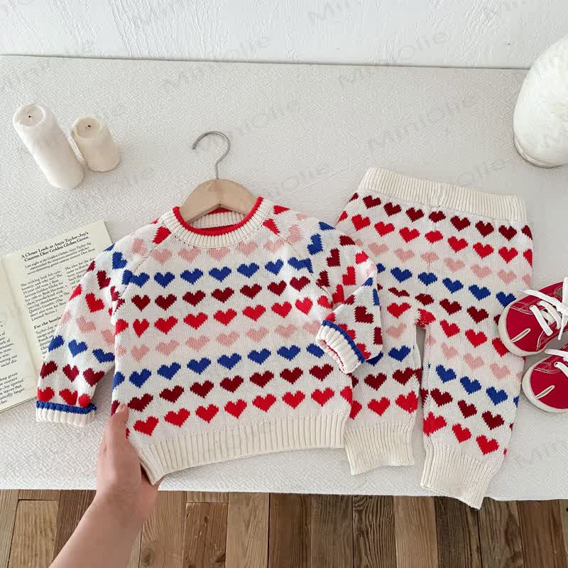 Maglione e pantaloni a forma di cuore colorato per neonati e bambini - image 11