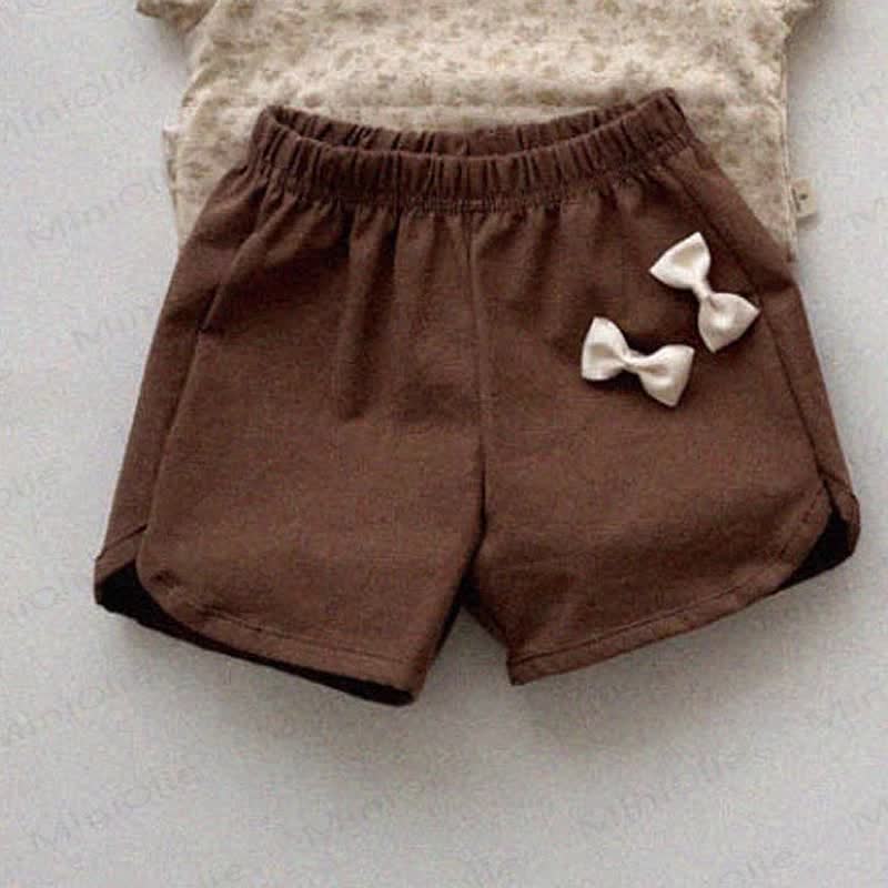 Pantaloncini in lino con fiocco a quadri per neonati e bambini - Marrone - 5-7T - image 6