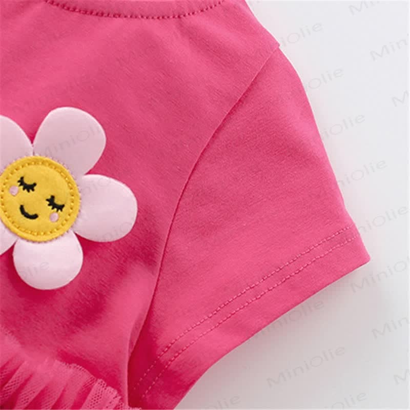Vestito rosa in tulle con fiori per bambini - image 4