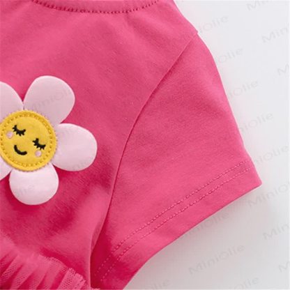 Vestito rosa in tulle con fiori per bambini - image 4