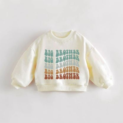 Felpa color crema per neonati e bambini piccoli con la scritta "BIG BROTHER" - Crema - 3-5T - image 1