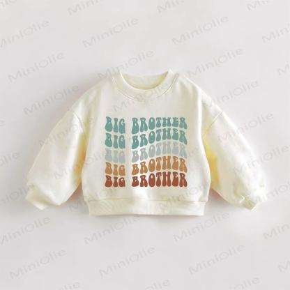 Felpa color crema per neonati e bambini piccoli con la scritta "BIG BROTHER" - Crema - 3-5T - image 1