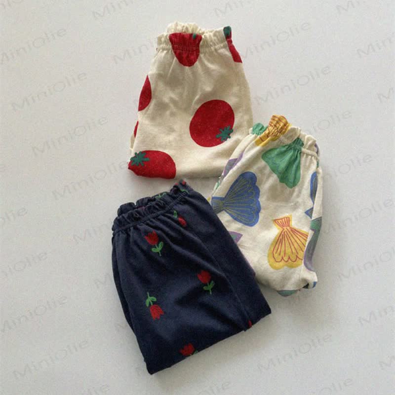 Pantaloni a quadri con fiori e pois a forma di pomodoro per bambini - image 6