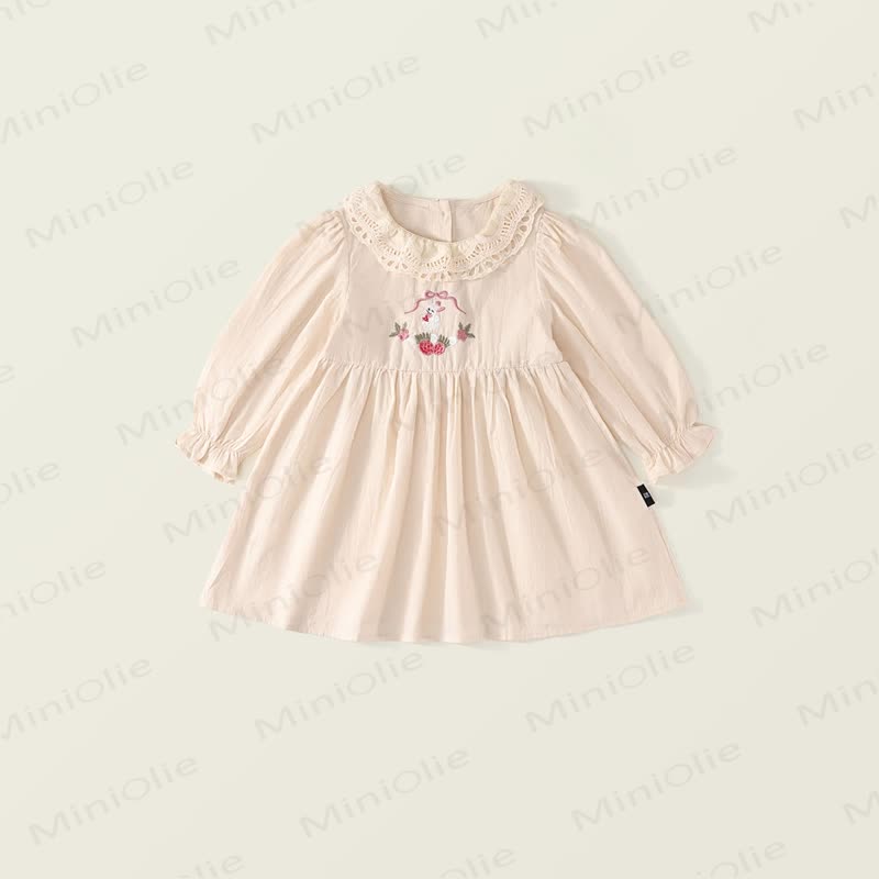 Vestito dolce con fiocco di fragole e coniglietto per bambini - Albicocca - 10 anni - image 10