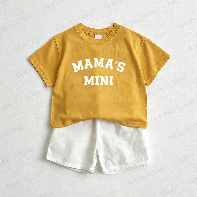 Completo 2 pezzi MAMA'S MINI composto da maglietta e pantaloncini per neonati. - Giallo e bianco - 3-5T - image 1