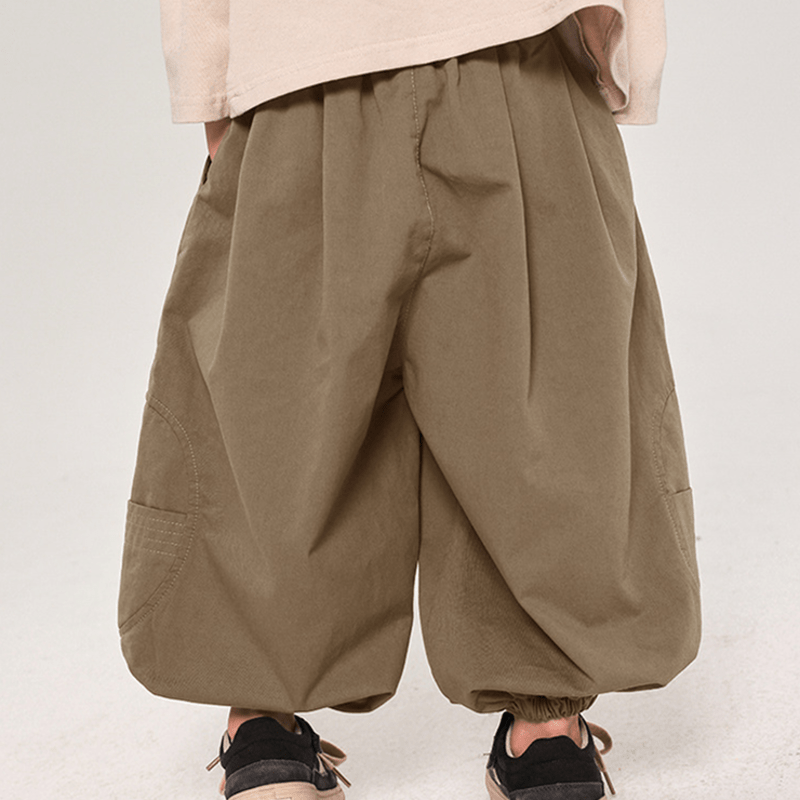 Pantaloni da jogging larghi per bambini piccoli, con design semplice - Cachi - 10 anni - image 6