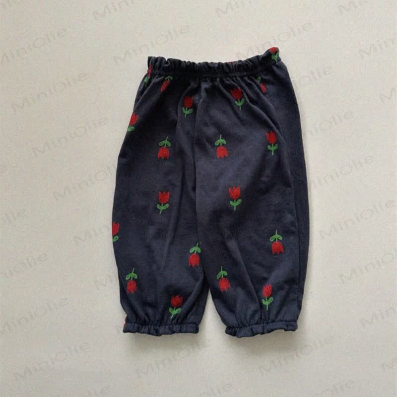 Pantaloni a quadri con fiori e pois a forma di pomodoro per bambini - image 14