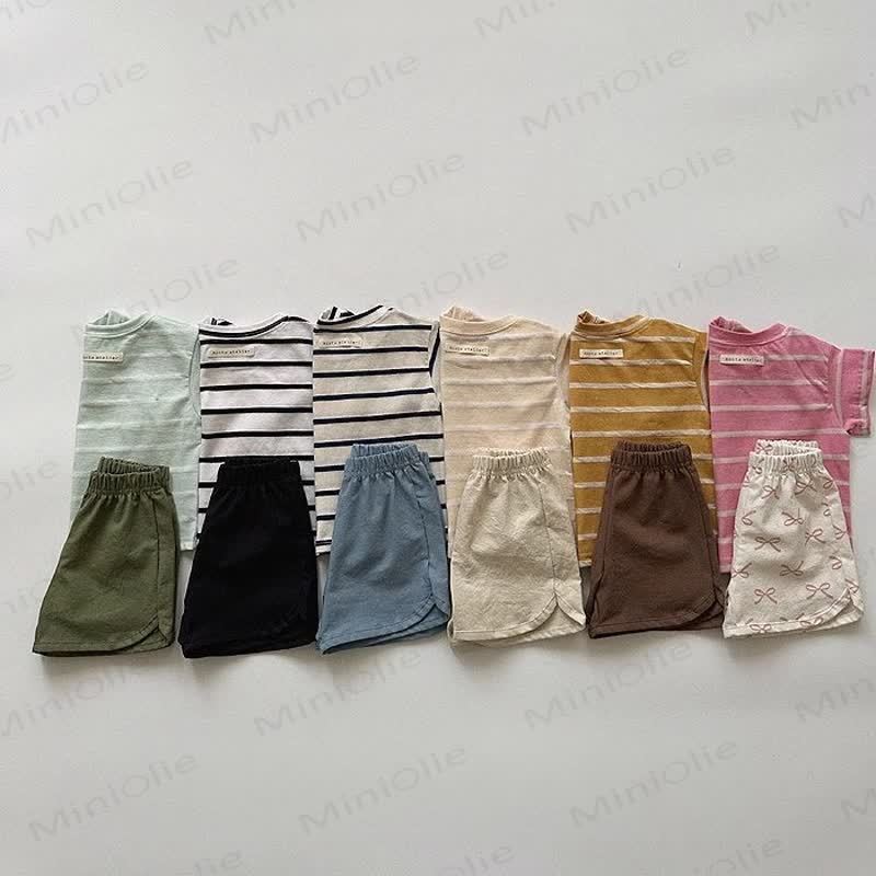 Pantaloncini in lino con fiocco a quadri per neonati e bambini - image 3