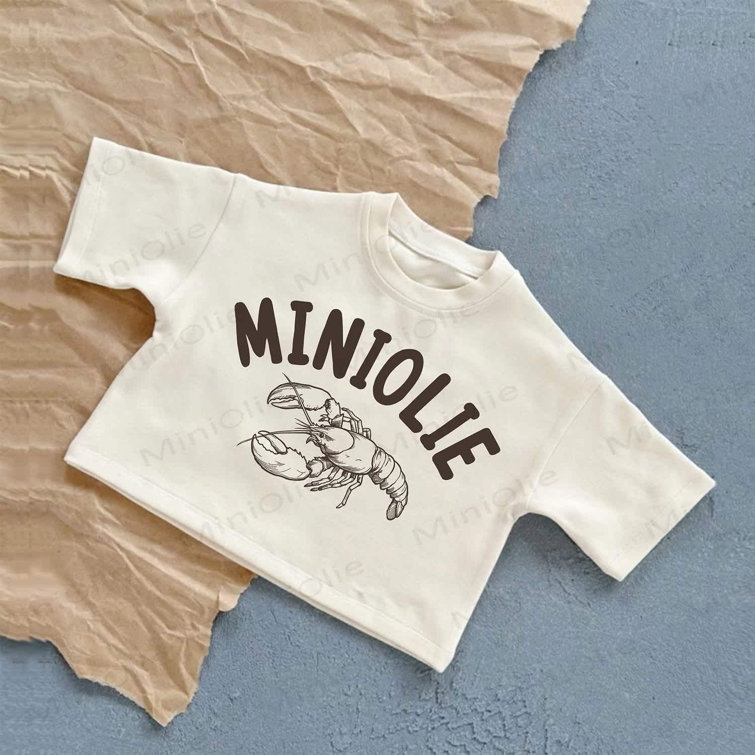 T-shirt casual bianca con stampa di aragosta per bambini MINIOLIE - Bianco - 2-3T - image 1