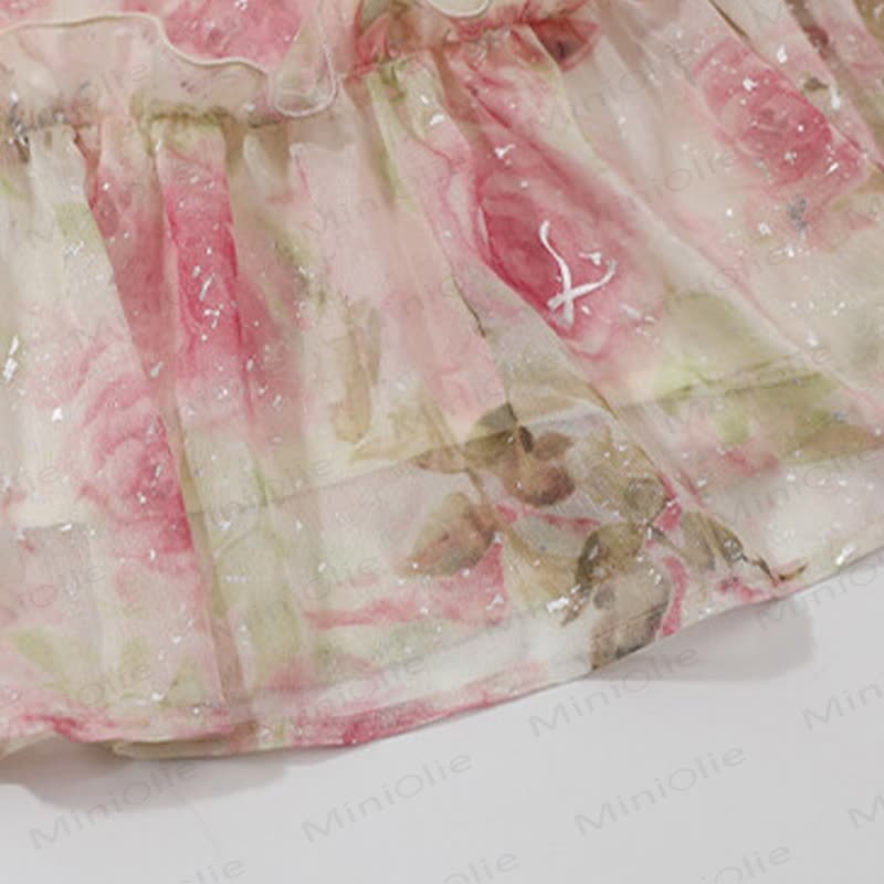 Vestito da bambina in cotone con stampa floreale e volant - image 6