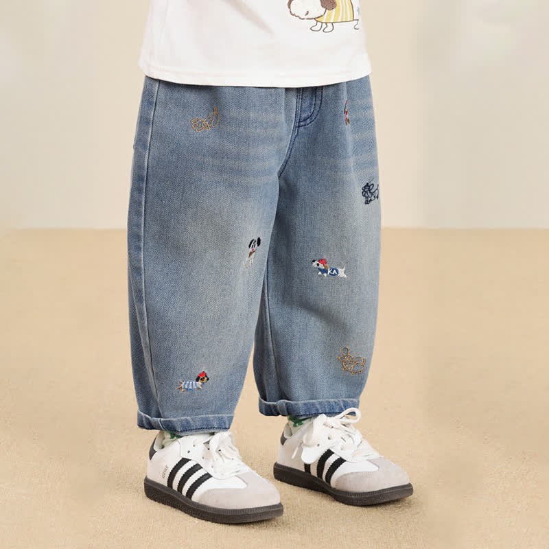 Pantaloni in denim ricamati per neonati e bambini piccoli - image 5