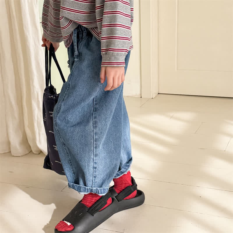 Pantaloni larghi in denim lavato per bambini piccoli - image 23