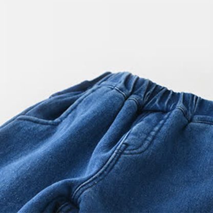 Pantaloni foderati in pile di cervo denim per neonati di NATALE - image 5