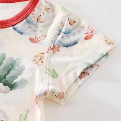 Tutina estiva per neonati con stampa giardino/oceano - image 6