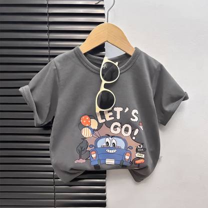 T-shirt a maniche corte per bambini con stampa a cartoni animati. - Auto grigia - 4-5T - image 11